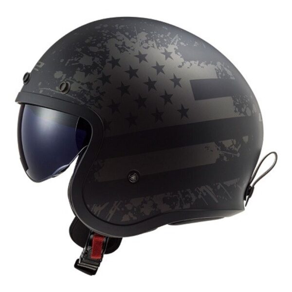 CAPACETE LS2 SPITFIRE OF599 PRETO  FLAG MATTE