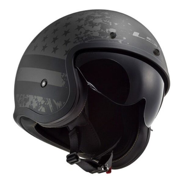 CAPACETE LS2 SPITFIRE OF599 PRETO  FLAG MATTE - Imagem 3