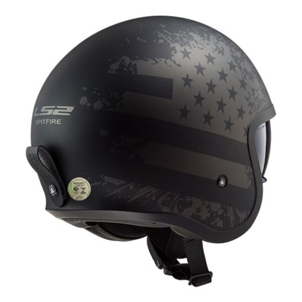 CAPACETE LS2 SPITFIRE OF599 PRETO  FLAG MATTE - Imagem 7