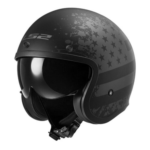 CAPACETE LS2 SPITFIRE OF599 PRETO  FLAG MATTE - Imagem 8